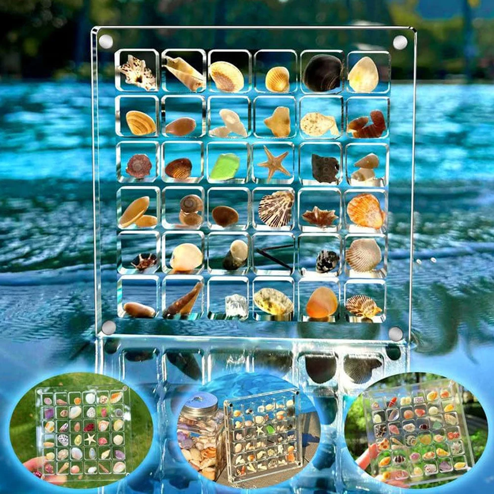 Clear Acrylic Magnetic Seashell Display Box Seashell Storage Box Nail Display Cases Container Organizers Container Stackable