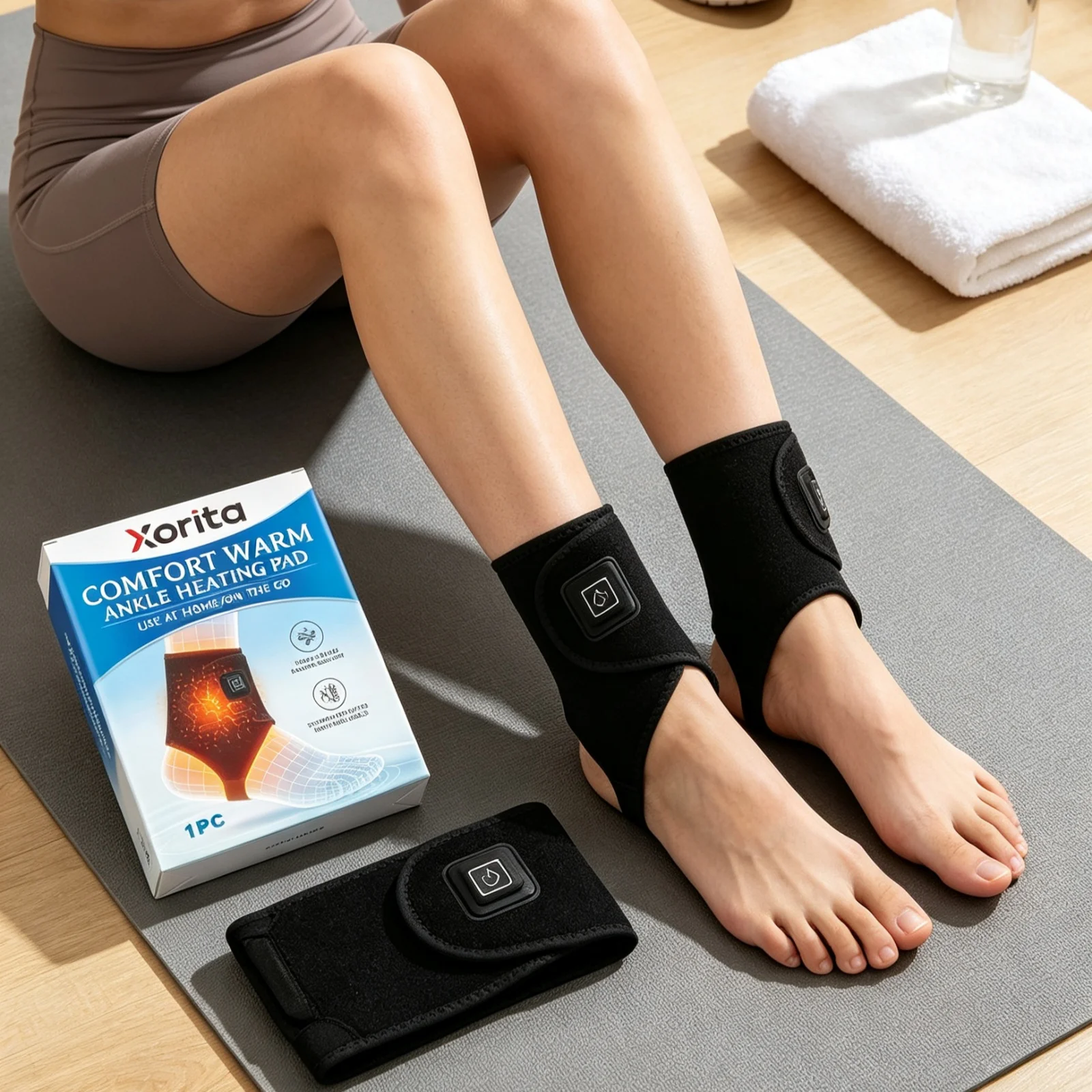 Xorita Ankle Heating Pad Comfort Hot Compress Warmth Relieves Cold Discomfort Elastic Adjustable Stretch Strap Home Ankle Warmer
