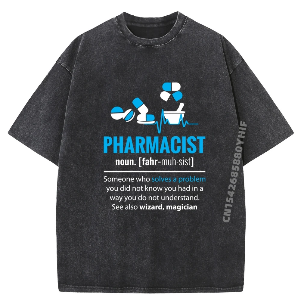 

Pharmacist Definition Pharmacy Day Cotton Graphic Tees Man Clothes Breathable Washed Shirt Mens Printed Tops