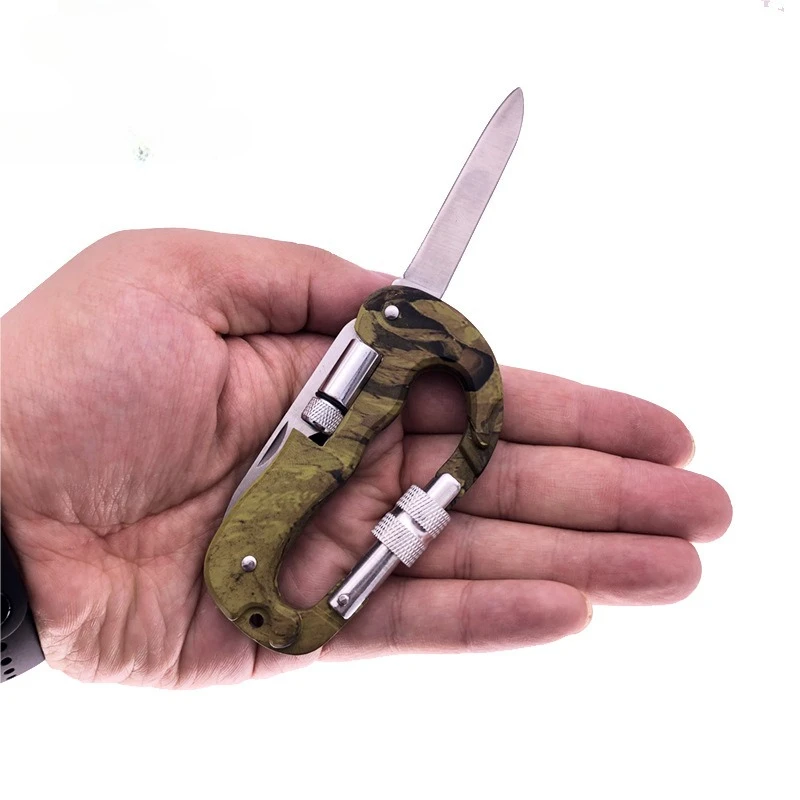 

5-in-1 Camo Carabiner Multi-Tool – Knife, Saw, Screwdrivers & LED Light | Compact, Durable for Camping, Hiking & Survival
