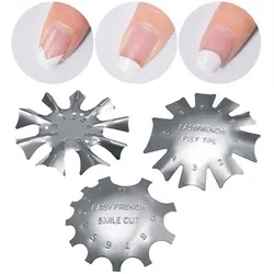 1Pc Easy French Metal Nail Smile Line Edge Cutter Nail Art Edge Trimmer Styling Nail Gel Template Manicure Tools