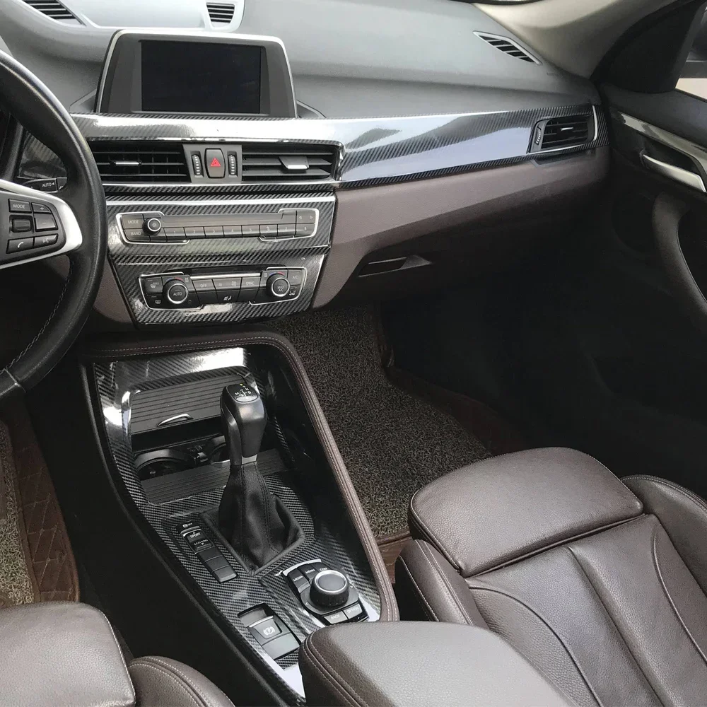 Carbon Fiber For BMW X1 F48/ X2 F39 2016-2022 Car Film Interior Sticker Center Console Gear Dashboard Air Door Handle Lift Panel