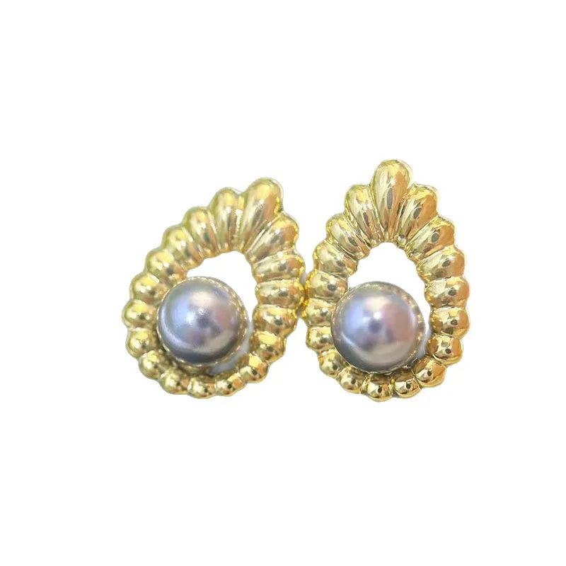 

E007 Золотистые позолоченные медные серьги-гвоздики с жемчугом из стерлингового серебра S925, фурнитура для изготовления ювелирных изделий, аксессуары для DIY-украшений