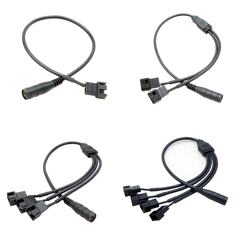 

DC 5.5*2.1 mm Female 1 to 1 2 3 4 12V 4Pin PWM Fan Adapter Power Supply Connector Cable