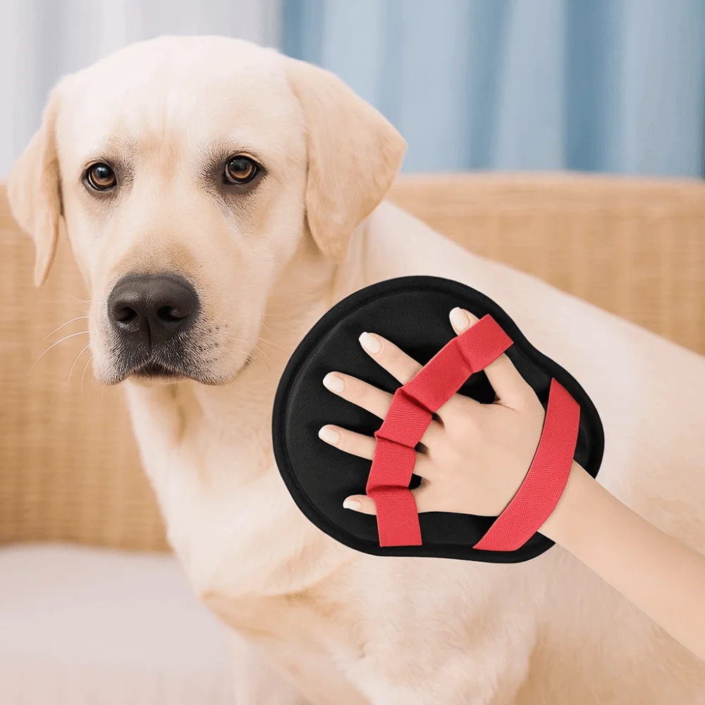 القماش إزالة شعر الحيوانات الأليفة قفاز معلق مع وظيفة التدليك الكلب الحيوان أداة إزالة الشعر قابلة لإعادة الاستخدام اتجاهين جرو تساقط قفازات