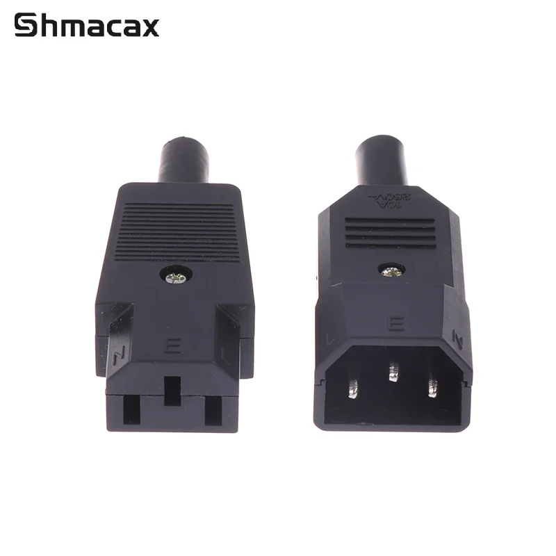 16A 250V Black IEC Straight Cable Plug Connector C13 C14 Female Male Plug Rewirable Power Connector 3 Pin AC Socket