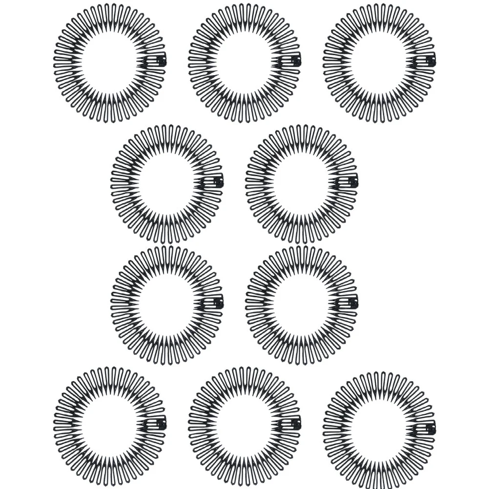 

10pcs Black Spring Comb Headbands for Women Cute Fashion Spiral Hair Accessories Wide Tooth Curly Comb Styling Tools