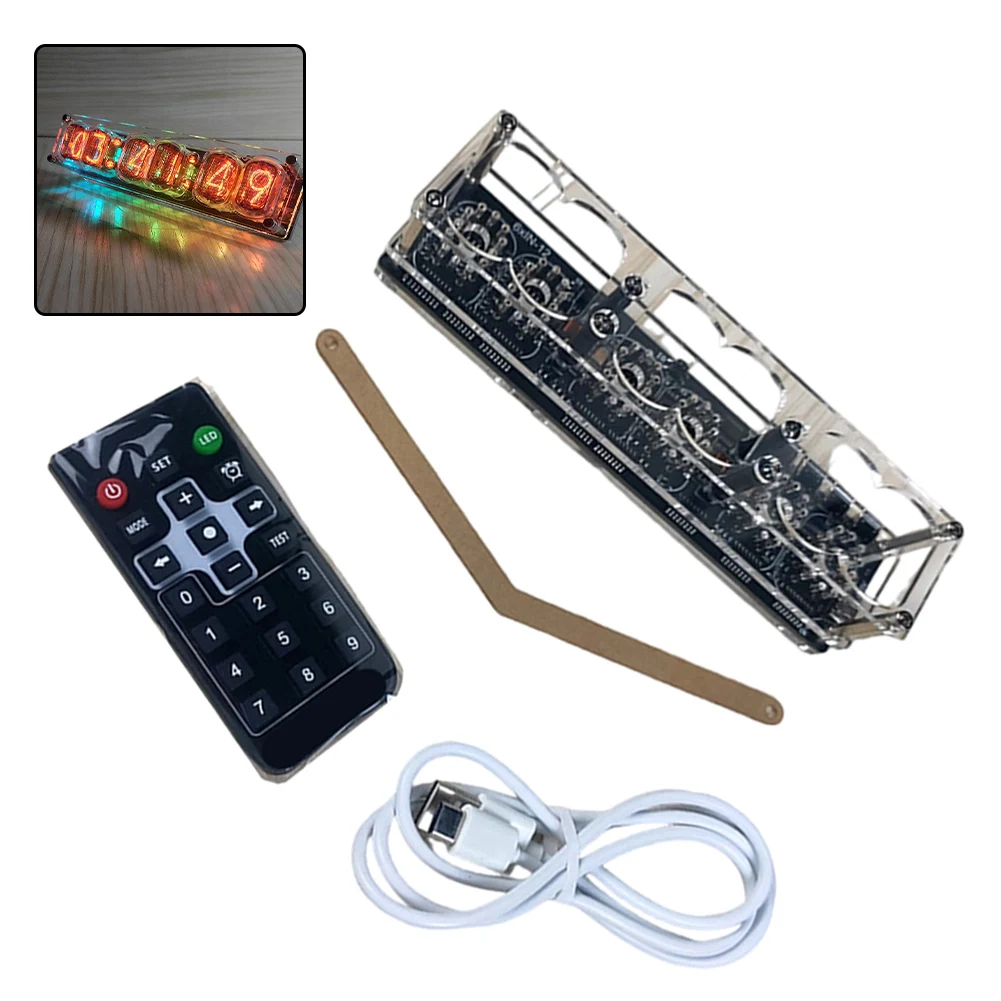 

Набор из 1 шт. 6-значных трубочных часов IN-12, подставка для трубочных часов IN12, 5В DC, часы с нейодорганическими трубками, аксессуары для компьютерного стола