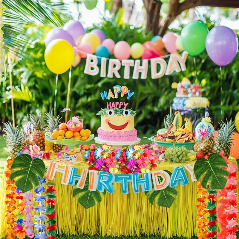 

AT43-70Pcs Hawaiian Luau Party Supplies,Tropical Leis,Palm Leaves&Hibiscus Flowers For Birthday Baby Shower Beach Pool Party