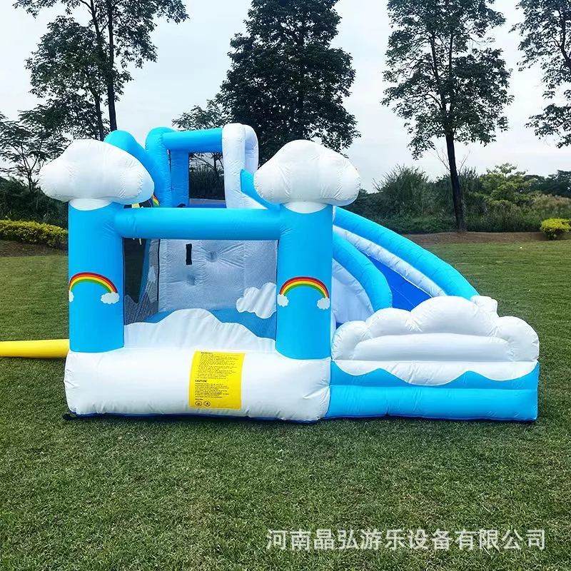 Family inflatable castle small indoor and outdoor children\'s large slide trampoline jumping bed amusement equipment manufacturer