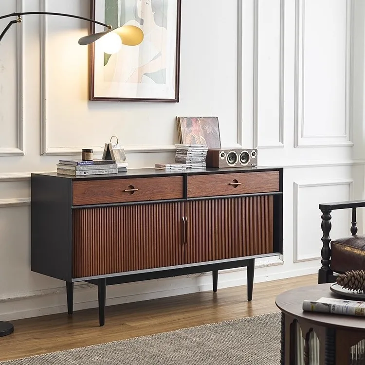 French solid wood dining side cabinet, household small apartment rolling shutter door against the wall, hallway cabinet, living