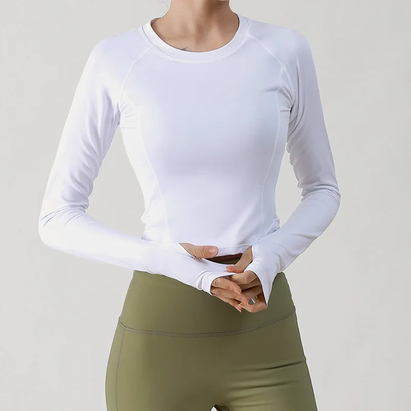 

New Fall And Winter Long-Sleeved Smock Sportswear Mesh Splicing Slim Fitness Clothing Breathable Top Yoga Clothing Women T-shirt