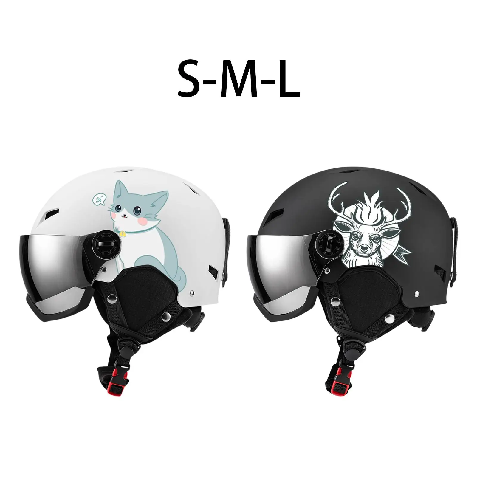 Snowboard Helmet with Head Circumference Regulator Shatter-resistant Skin-friendly Pile Lining Snow Goggles for Riding Outdoor