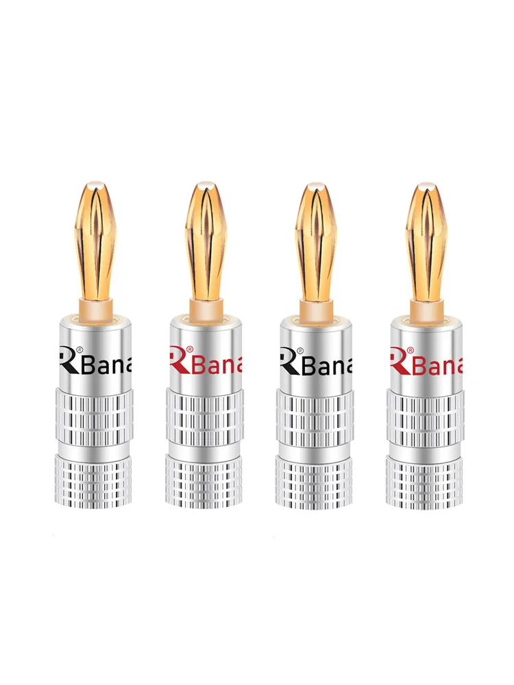 4 szt. Złącze bananowe 4mm głośnik wtyki bananowe 24-karatowe pozłacane 4mm gniazdo bananowe pasujące do opaski 4mm — zdjęcie 2