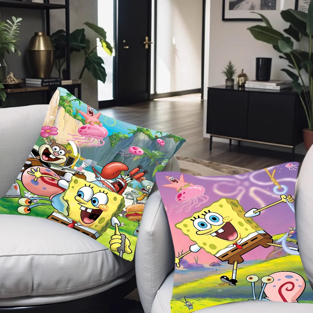 

S-Sponge B-Bob Cartoon Pillowcase Toon Gift Cushion Cover Bedroom Home Sofa Chair Seat Decor Pillow Case