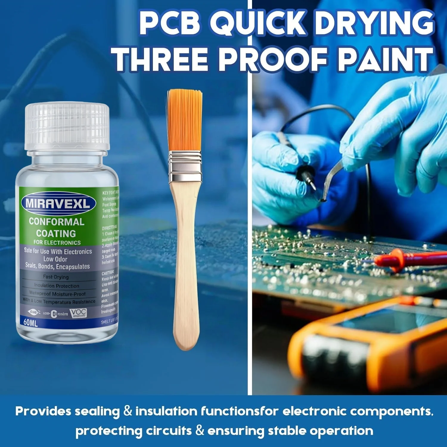 Waterproof Conformal Coating Varnish for PCB Board, Fast Drying Clear Insulating Paint for Electronics Circuit with Brush image 6