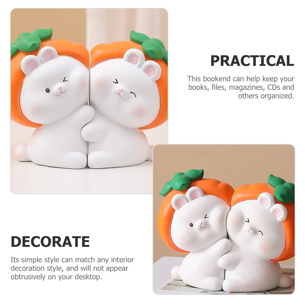 

1Pair Cartoon Resin Bookend Resin Book Stopper for Desktop Office Home Bookshelf Decorative Durable Bookends Book Stand