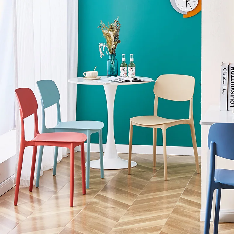 Silla de plástico con respaldo cuadrado para el hogar, sillón minimalista moderno para restaurante, sala de reuniones, silla de maquillaje de