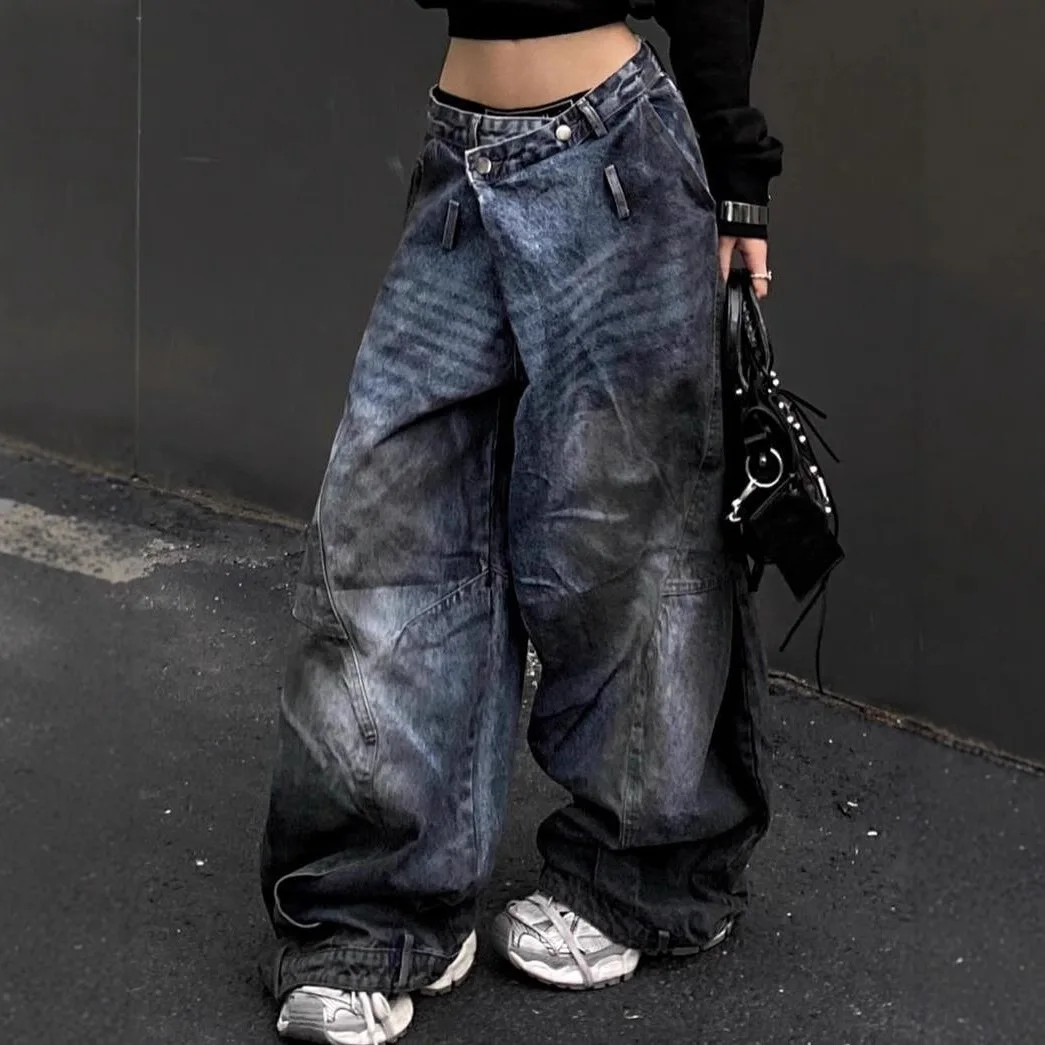 

High Street Unisex Jeans 2025 New Vibe Street Denim Pants Plus Size Antique Wash Curved Leg Loose Flattering Floor Length Jeans