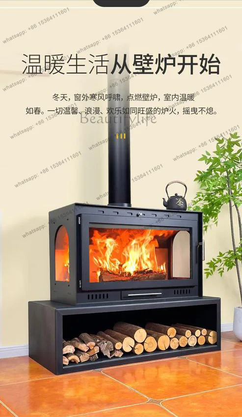 PG Real Fire Wood-burning Fireplace Single-sided Double-sided Three-sided Viewing Fire Heating Fireplace Winter