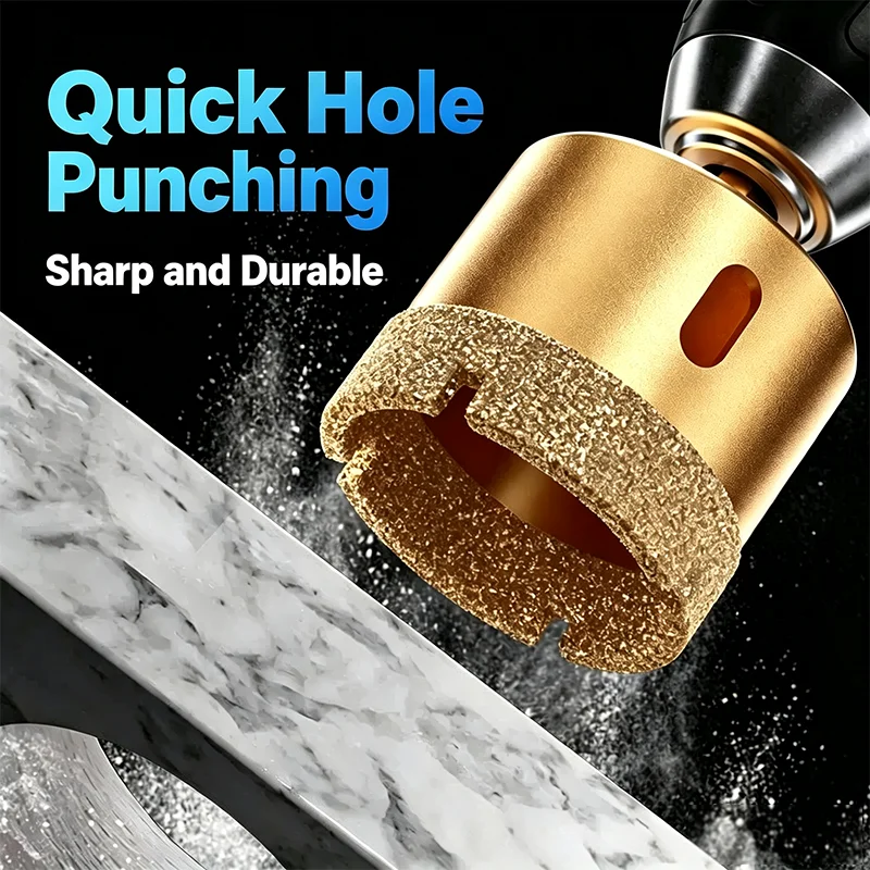 Diamond Hole Saw Kit 6-35mm Brazed Drill Bit Set 12Pcs for Tile Glass Marble Granite Ceramic Stone Drywall Drilling Tools