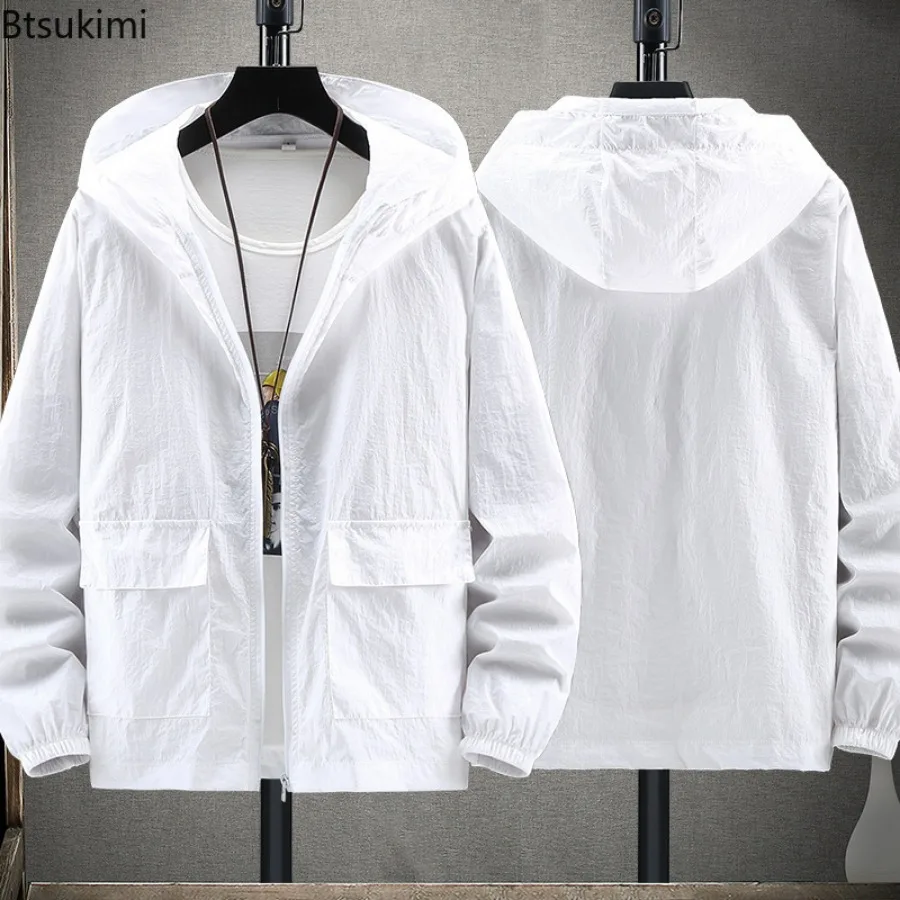 Plus Size Sunscreen Clothing Men's Lightweight Casual Hooded Jacket Outdoor Hiking Fishing Skin Coats Couple Sun Protection Tops