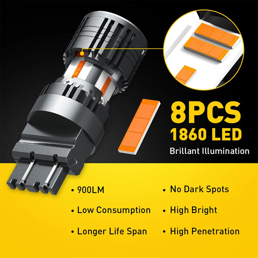 AUXITO 2 قطعة Canbus أضواء السيارة T25 LED 3157 3156 P27W P27/7W العنبر الأصفر بدوره مصباح إشارة 6500K الأبيض احتياطية الذيل مصباح إيقاف السيارة