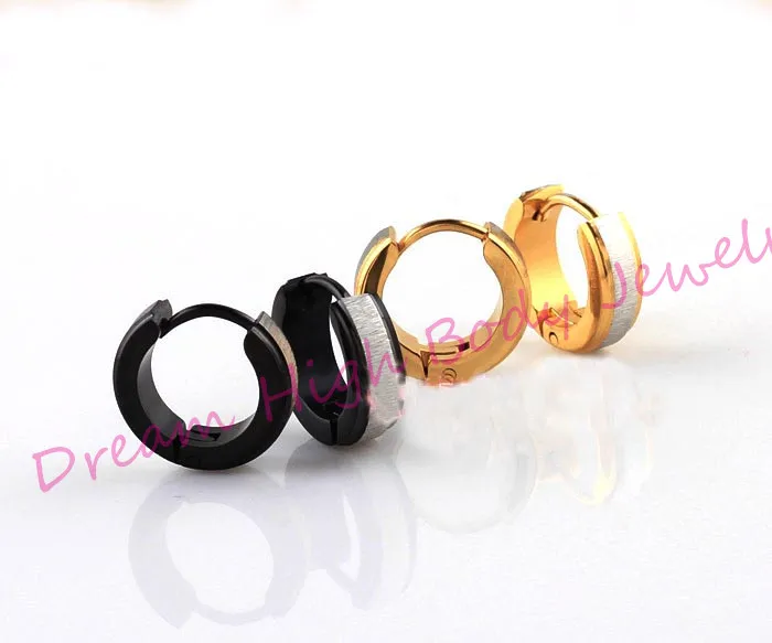 Imagem -02 - Frosted Gold Color Hoop Earring Ear Rings Pregos Loop Women Girl Vintage mm Largura 316l Stainless Steel Fashion Body