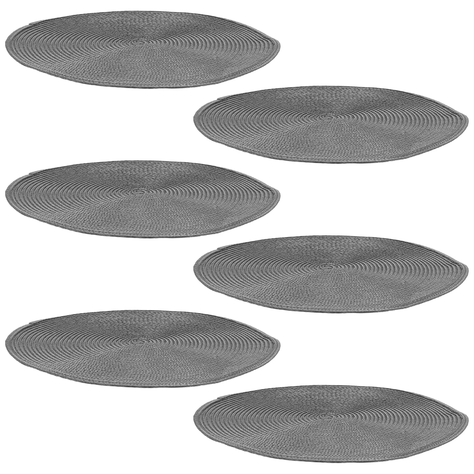 

6Pcs Round Wipeable Placemats Heat Resistant Non Slip Plastic Woven Dining Table Mats American Style Circle Pads