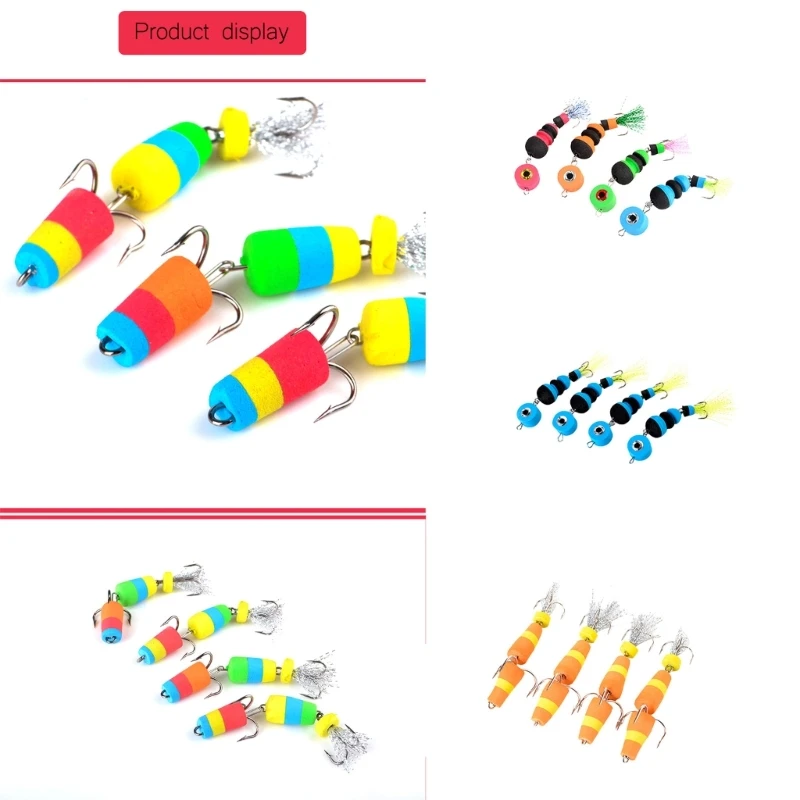 4Pcs Light Weight Soft Foam Fishing Lure Swimbait Jig Hook Float MultiJointed Artificial Baits Fishing Accessories