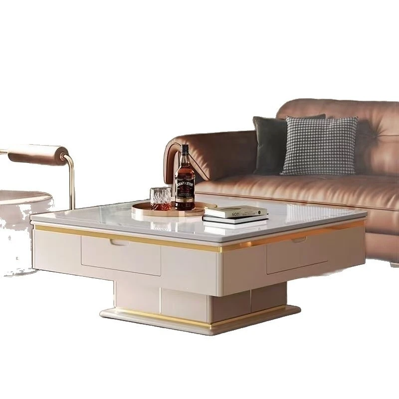 Rock slab mahjong table, integrated dining table coffee table, light luxury modern square