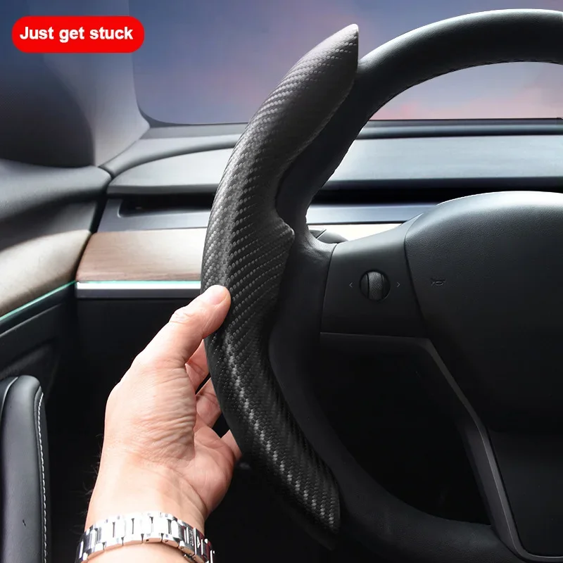 for Tesla Model 3 Y Steering Wheel Protector Full Cover Pannel Remodel Patch Decor Sticker Trim Frame Carbon Fiber Accessories