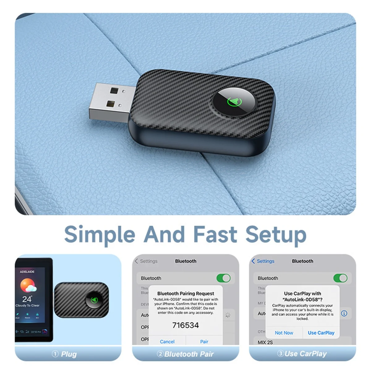 Carplay Wired to Wireless Box Android Auto Car Machine Interconnection Box Carplay Adapter