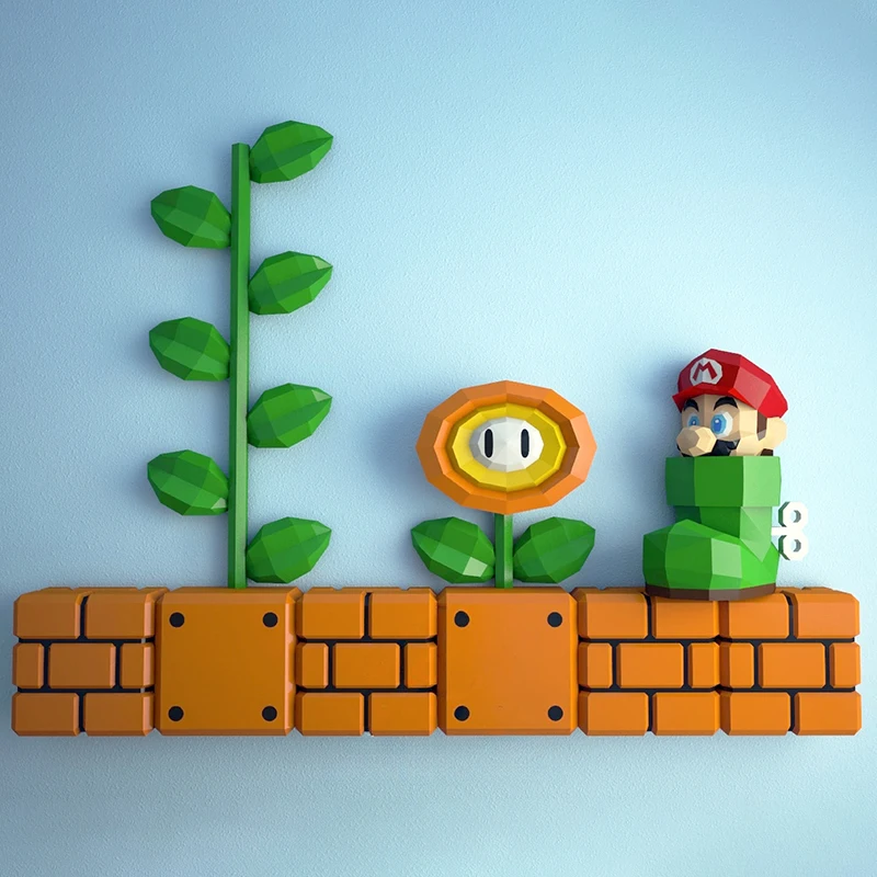 MINISO Disney Super Marioed Paper Model Game Props Background Wall Decor Home Decoration 3D Papercraft DIY Handmade Puzzle Toys