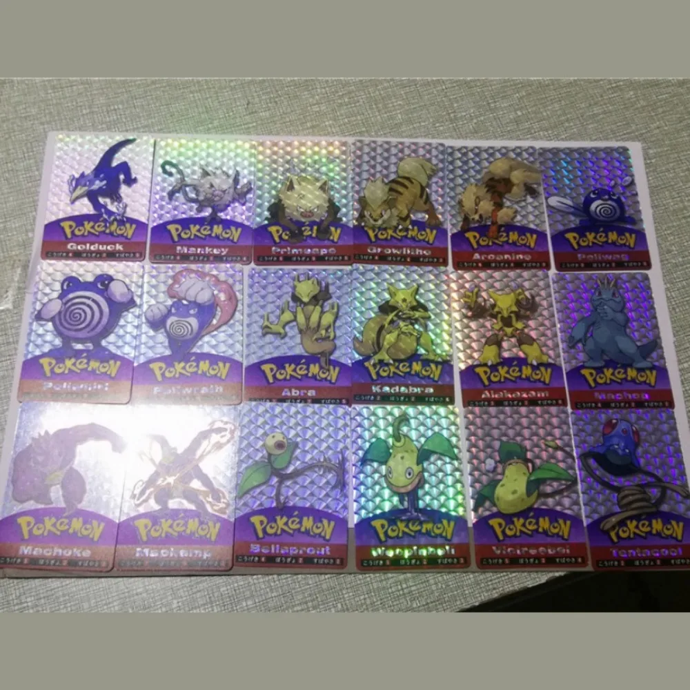 DIY Self Made Pokemons First Generation Tearable Adhesive Flash Card Anime Peripheral Game Collection Card Holiday Gift