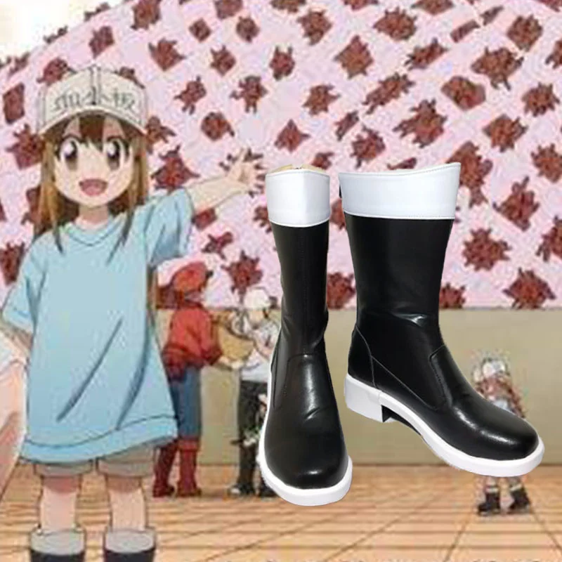 Platelet Shoes Cosplay Anime Cells at Work Blood Platelet Cosplay Boots Black Shoes Custom Made Unisex Any Size