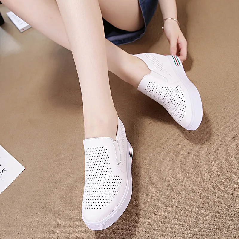 Women\'s Breathable Loafers Round Toe Sneakers Spring Korean Style Comfort Leisure Walking Slip on Trainers Zapatillas De Deporte