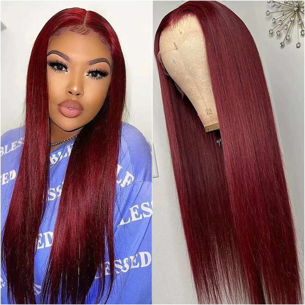 

30 40 дюймов Бордовый Bone Straight 99J Цветной 13x6 HD Парик Фронта Шнурка 13x4 Прозрачные Парики Фронта Шнурка Для Женщин Плотность 200%