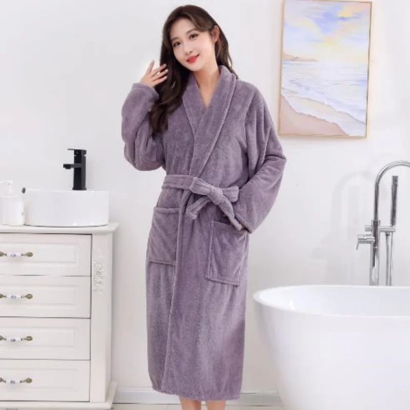 Couple\'s Soft Absorbent Coral Velvet Bathrobe, Home Clothes, Sexy Nightgown, High-end Nightgown