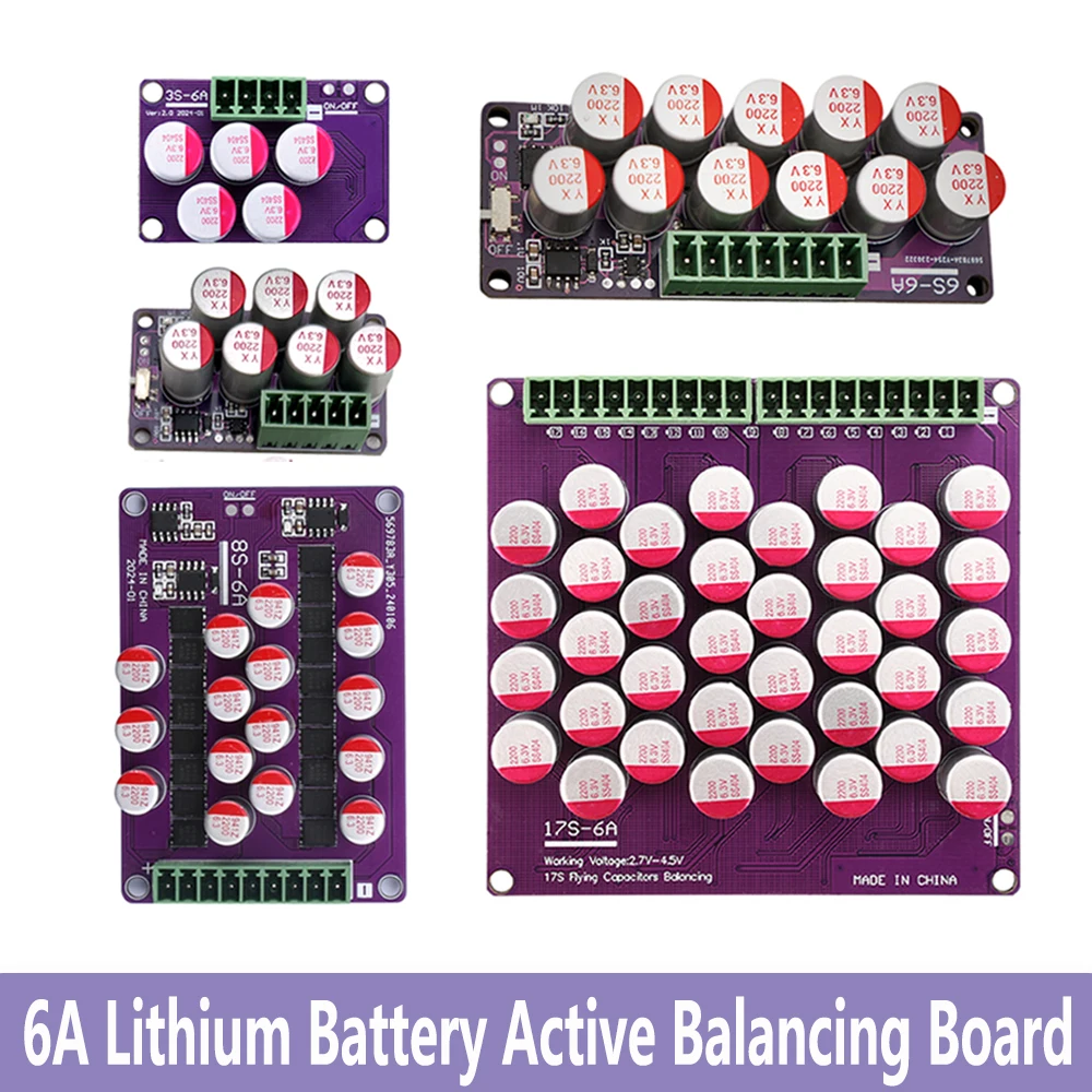 3S 4S 6S 8S 17S 6A Active Equalizer Whole Group Balancer Lifepo4 18650 Lithium Battery Energy Transfer Equalization Capacitor