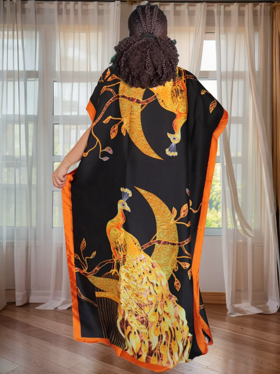 マキシ丈カラーブロック花柄ダシキドレス - アフリカンプリントフロアレングスガウン