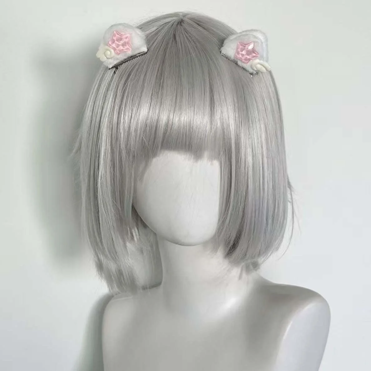 2Pcs Plush Cat Ears Shape Hair Clips Women Sweet Cute Star Angel Wing Duck Clip Hairpin Fashion Girls Headwear Hair Accessories 3