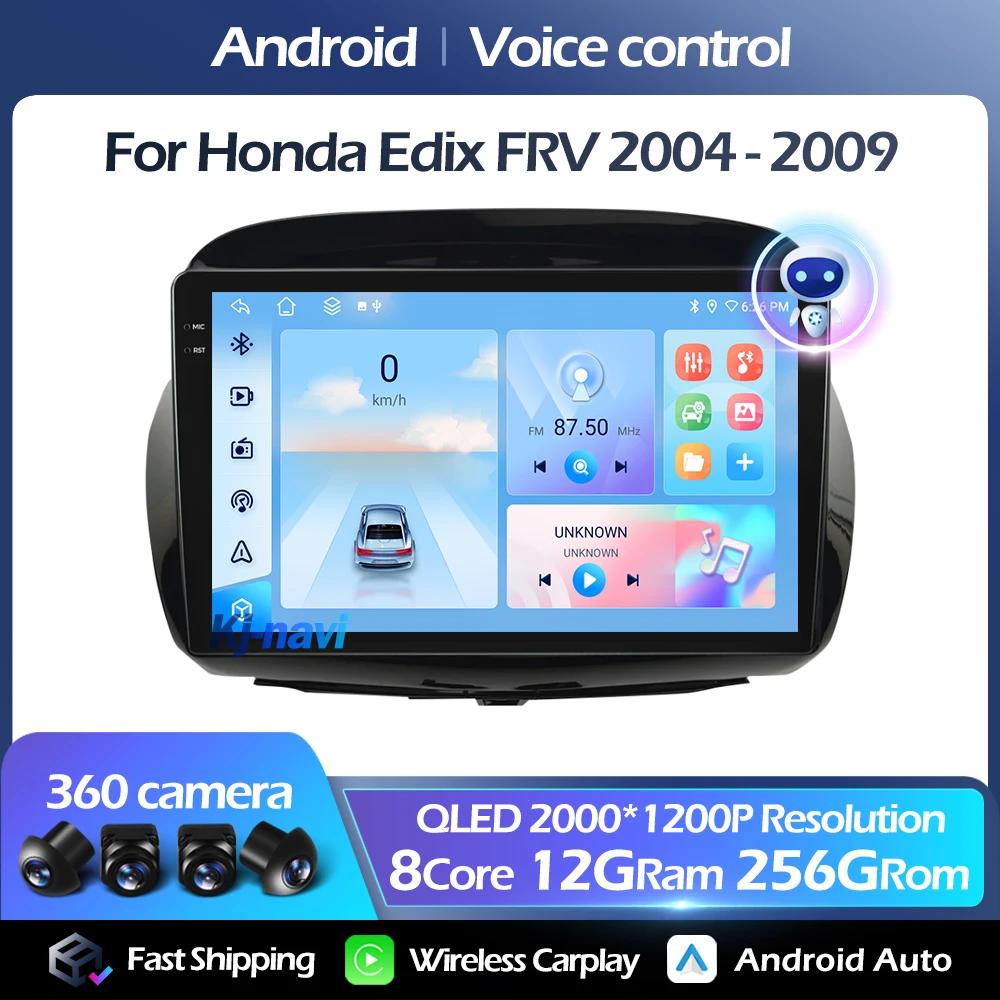 

Android 14 For Honda Edix FRV 2004 - 2009 QLED Multimedia Player FM Carplay Auto 4G GPS 5GWIFI Voice control DSP RDS