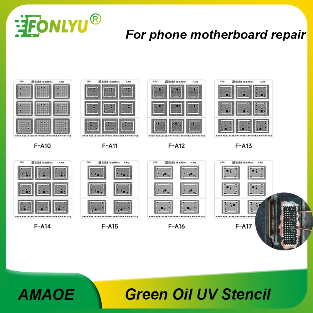 AMAOE Green Oil Net UV Solder Mask Ink Kit for iPhone Samsung HiSilicon Qualcomm MTK CPU IC Chip Rework Motherboard Repair Tools