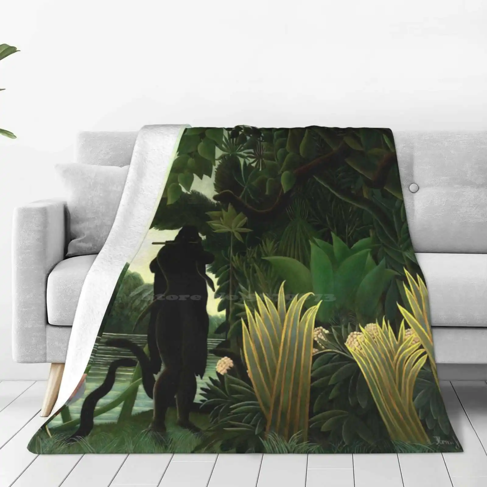 Henri Rousseau-The Snake Charmer Creative Design Comfortable Warm Flannel Blanket The Snake Charmer Rousseau Primitive Naif