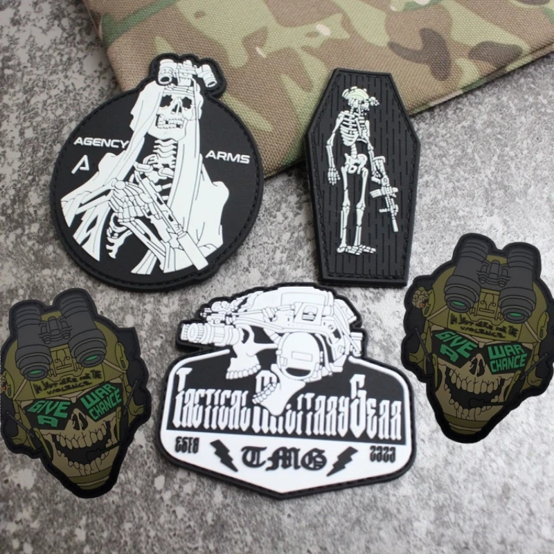

Death Telescope PVC Hook and Loop Patches for Clothing Tactical Backpack Sticker Skeleton Gun Personality Morale Emblem
