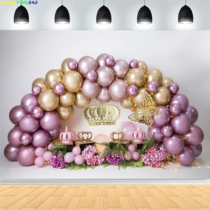

Newborn Baby 1st Birthday Party Photography Backdrops Colorful Balloon Arch Cake Smash Family Rehearsal Background Props TS-10