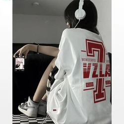 Oversized Short Sleeve T-shirt for Men and Women 2024 Summer New Fashion Letter Print Couple Top Casual Harajuku Loose Tees