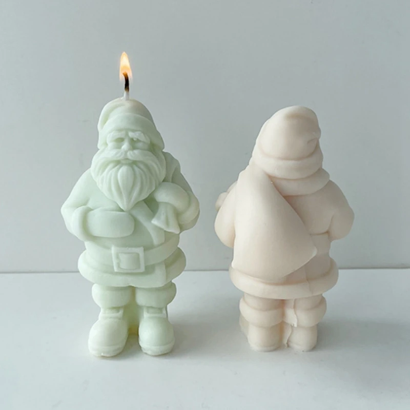 1 PCS White 3D DIY Cute Santa Claus Candle Silicone Mold Christmas Gift Santa Claus Chocolate Cake Soap