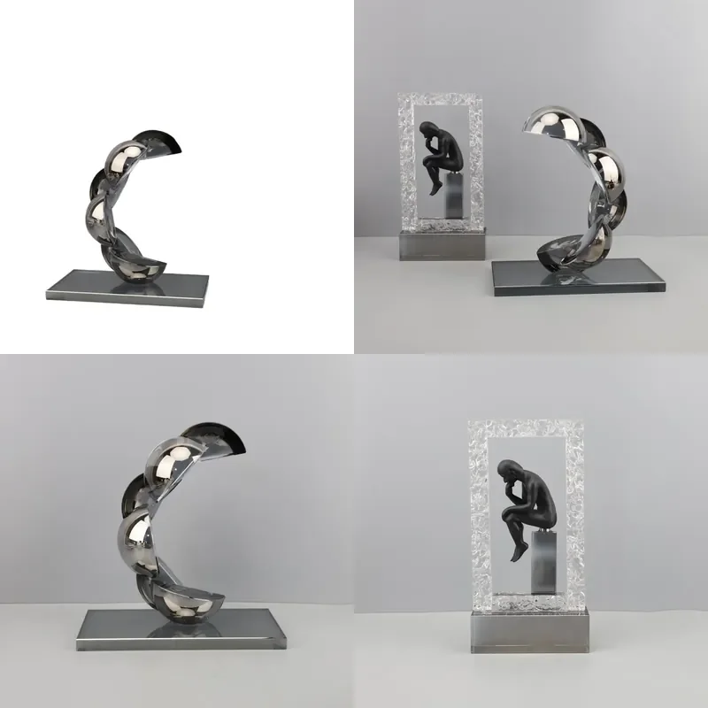 Modern Minimalist Crystal Geometric Resin Thinker Ornament for Living Room Office Porch Model Room Decoration